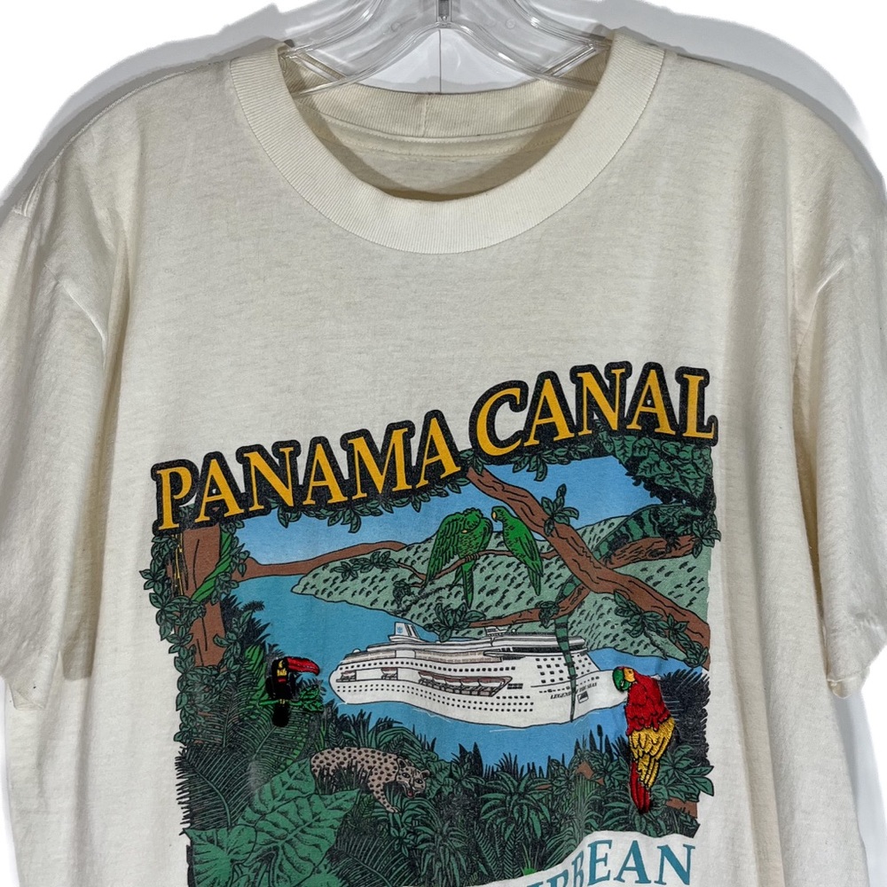 Vintage Royal Caribbean Shirt Men M White Cruise Ship Panama Canal Embroidered - Picture 2 of 7